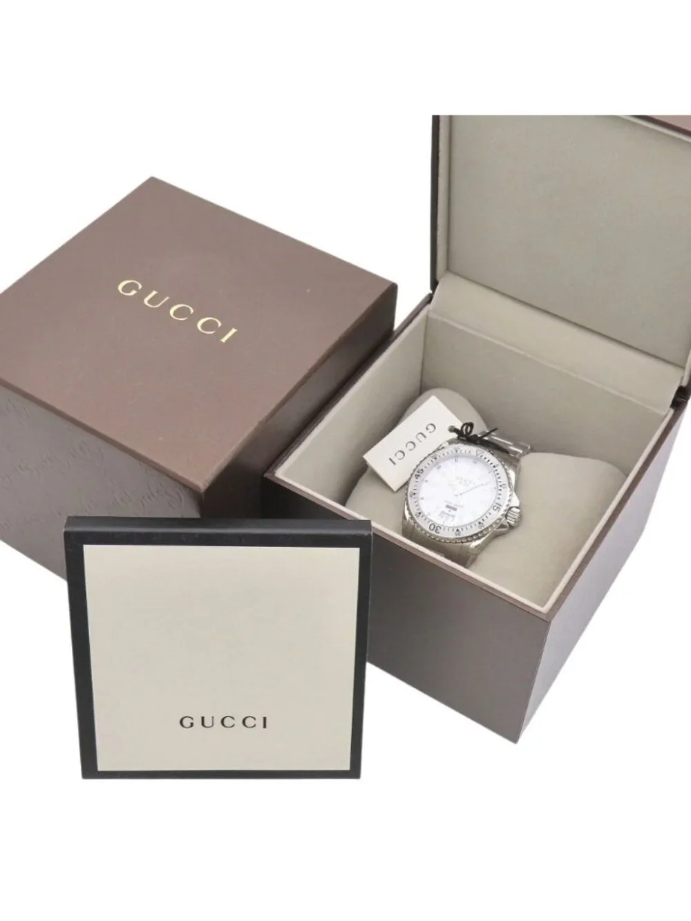 Gucci Dive 136.3 Quartz Watch Stainless Steel White Dial